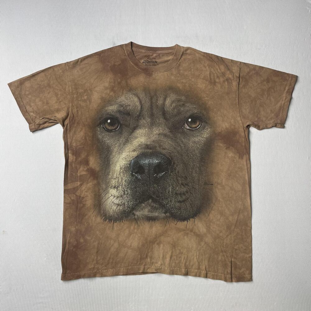 The Mountain Shirt Mens XL Brown Big Face Dog Graphic Tee Animal Art Print